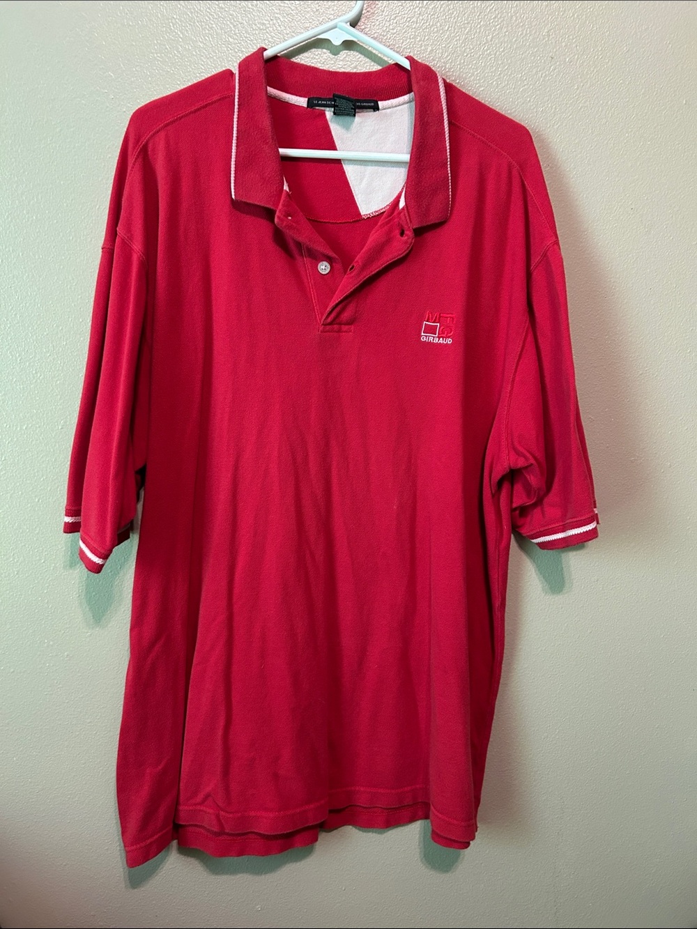 Men's Red Polo Shirt with Contrast Trim